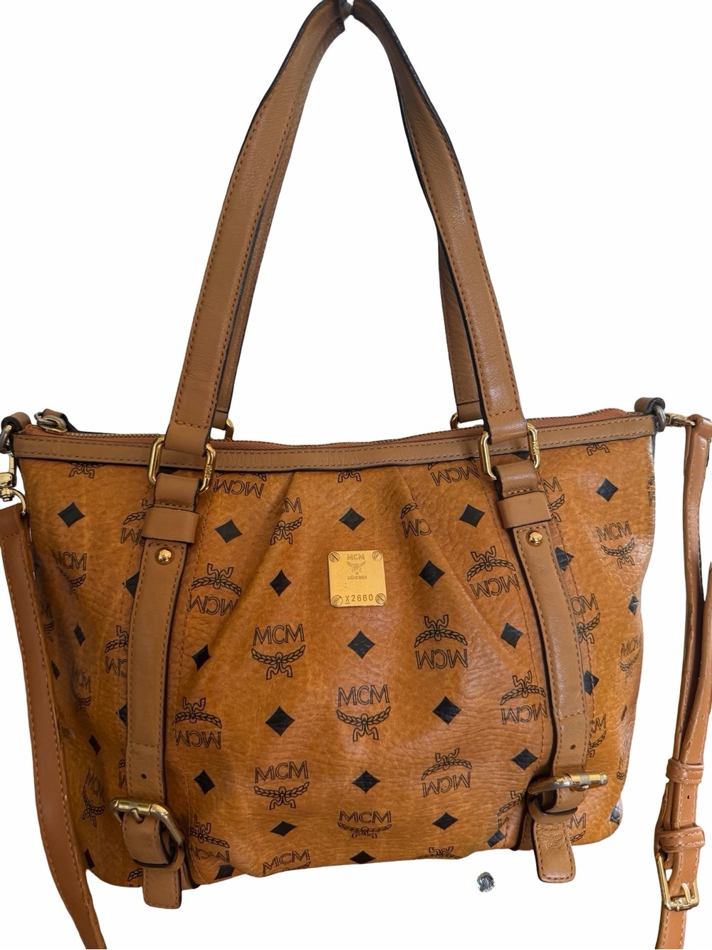 Authentic MCM Cognac Visetos Monogram Shoulder Bag/Sling bag